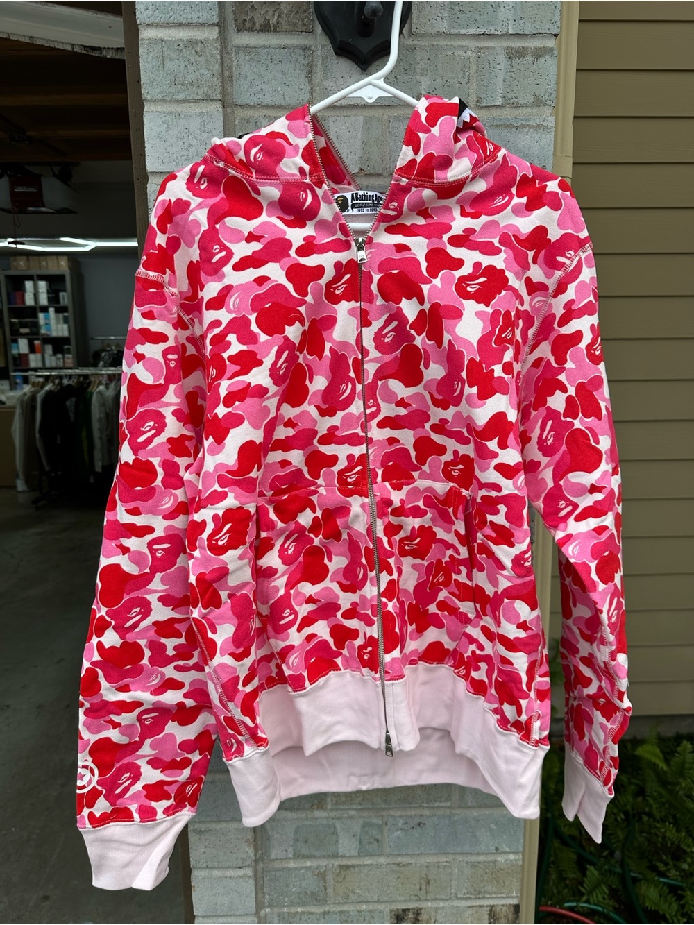 A Bathing Ape Pink & Red Camo Zip-Up Hoodie